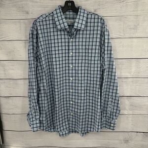 Peter Millar Men's Blue Plaid Button-Down Shirt Casual‎ Cotton XXL